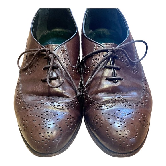 VTG Gucci Men's Brown Leather Brogue Oxford Shoes 42.5D 9.5 / 10 Made in Italy - Picture 1 of 8